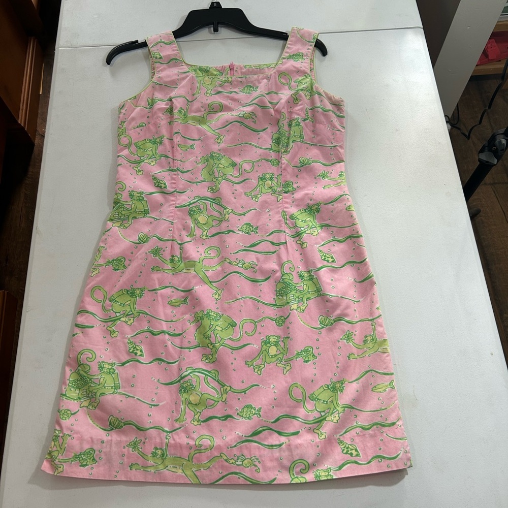 Lilly Pulitzer Pink and Green Patterned Dress size 6